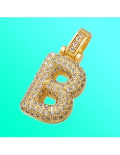 Pendente lettera iniziale in ottone oro con zirconi 30 mm 1pz Gioie d'Oriente 2