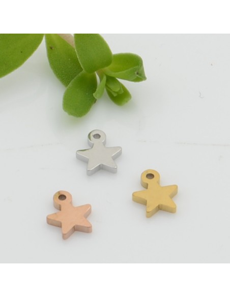 Ciondoli piccoli in acciaio lucido forme varie 5 mm stella Gioie d'Oriente
