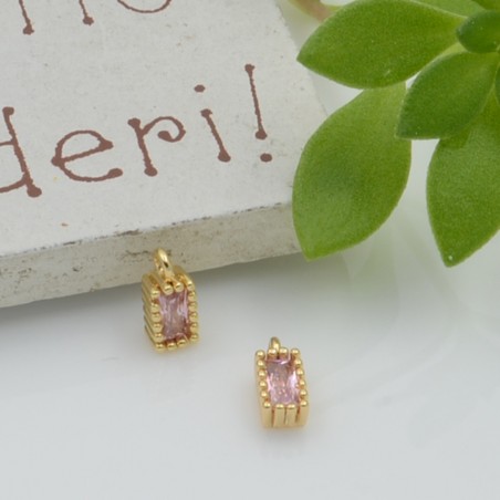Ciondolo mini punto luce rettangolare rosa 3x6mm 1pz | GDO