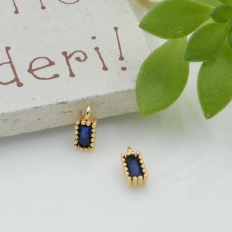 Ciondolo mini punto luce rettangolare zaffiro 3x6mm 1pz | GDO