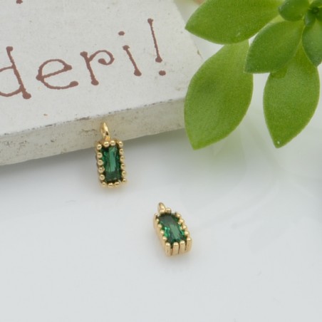 Ciondolo mini punto luce rettangolare verde smeraldo 3x6mm 1pz | GDO