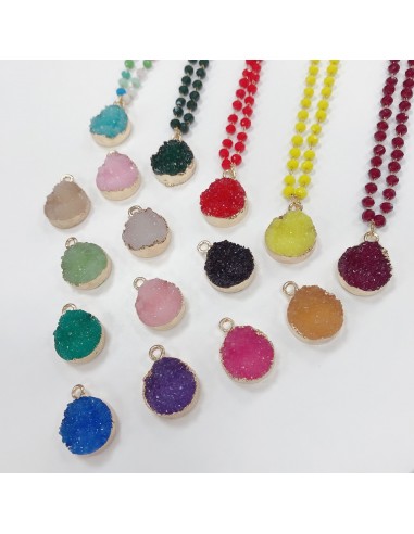 Ciondolo Druzy in Resina 13 x 17 mm bordo placcato oro | GDO