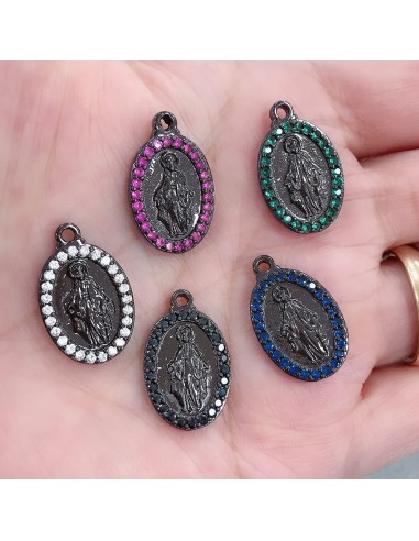 Medaglia della Madonna con strass base canna di fucile 13 x 21 mm fai da te