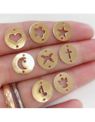 Connettore tondo con fori sopra e sotto in Acciaio oro 12mm 1pz | GDO