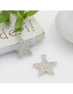 Ciondolo stella in rame con zirconi 14x13 mm 1pz modelli oro e argento Gioie d'Oriente 2