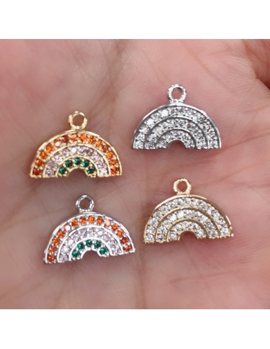 Ciondoli Charms arcobaleno con zirconi 10 x 14 mm in rame per le tue creazioni