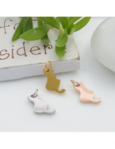 Ciondolo a forma di Gatto in Acciaio inossidabile 6x11mm 1pz | GDO