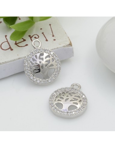 Ciondolo albero della vita in rame con strass zirconi 12 x 15 mm 1pz Gioie d'Oriente