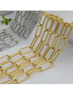 Catena rettangolare in acciaio con filo liscio 7 x 17 mm 50 cm Inossidabile per gioielli fai da te