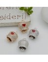 Ciondolo campanella in rame con cuore rosso e strass 10x14mm 1pz Gioie d'Oriente