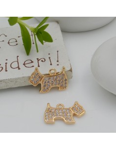 Ciondolo cagnolino in rame con zirconi strass 10x15 mm 1pz colori vari Gioie d'Oriente 2