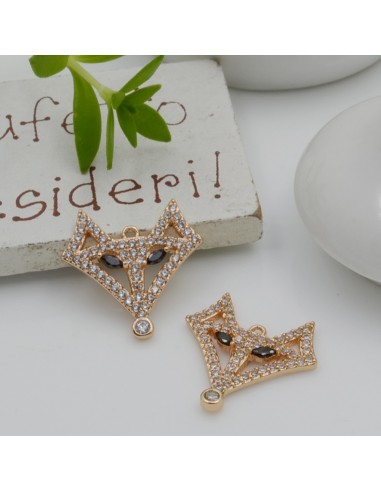 ciondoli a forma lupo con zircone strass 17 mm in rame per le tue creazioni