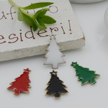 Ciondolo albero di Natale smaltato 9x14 mm 2pz Gioie d'Oriente