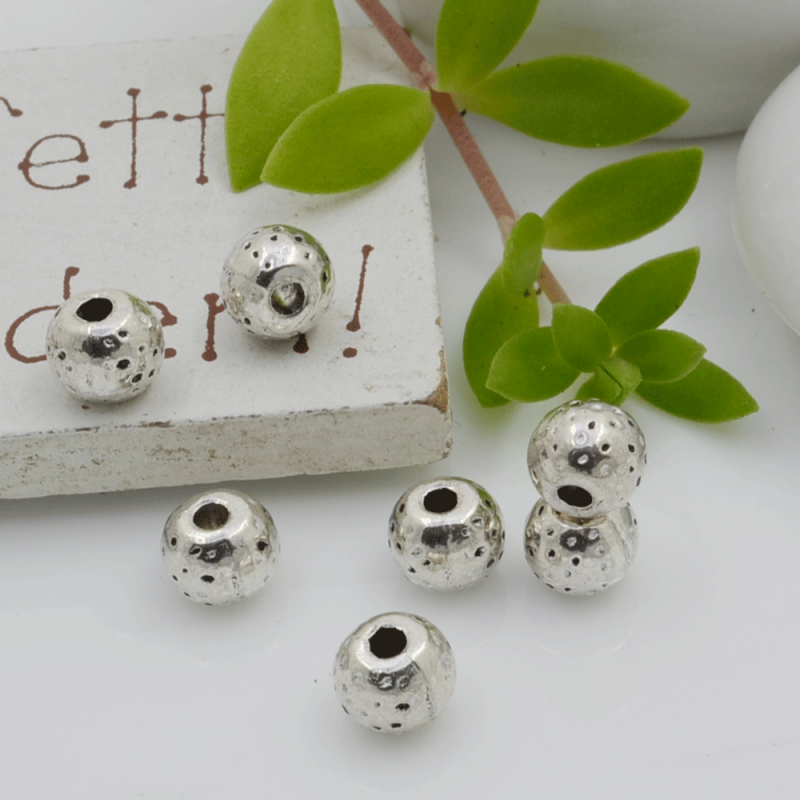 Distanziatori Perline con fantasia 6 x 5 mm 10 pz in metallo per bigiotteria per le tue creazioni!