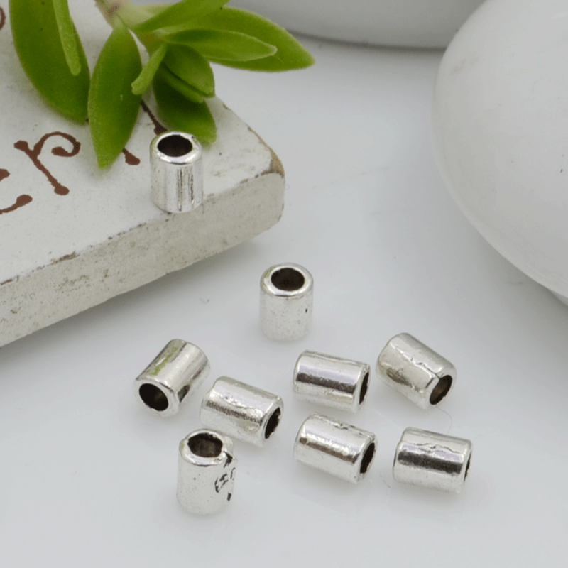 Distanziatori Perline liscio a forma di cilindro 4 x 3 mm 50 pz in metallo per bigiotteria per le tue creazioni!