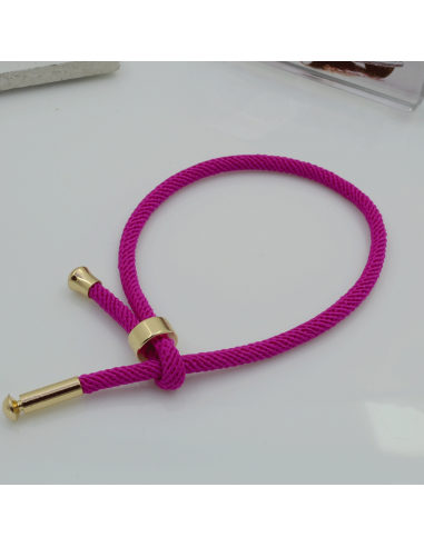 Base bracciale in corda regolabile fucsia 3mm 1pz