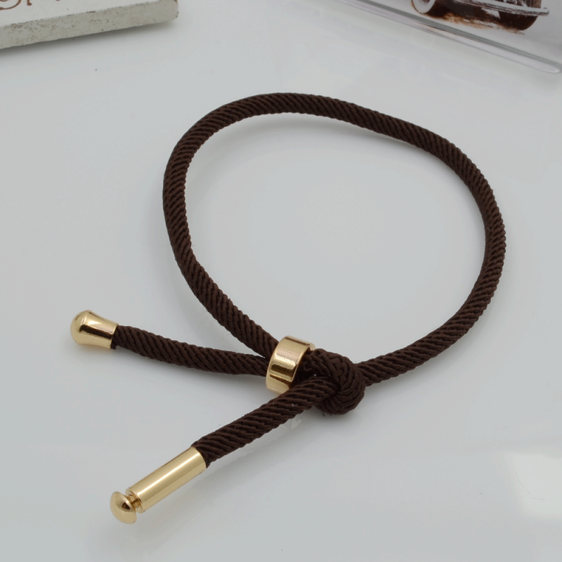 Base bracciale in corda regolabile marrone scuro 3mm 1pz