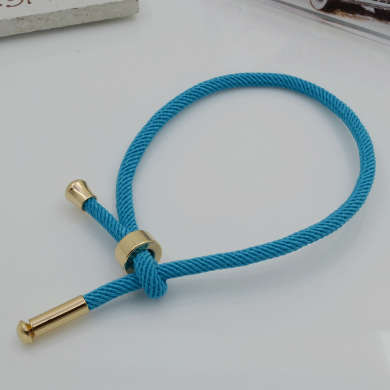 Base bracciale in corda regolabile turchese 3mm 1pz
