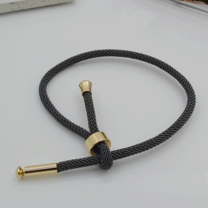 Base bracciale in corda regolabile grigio scuro 3mm 1pz