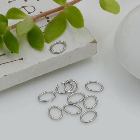  Anellini ovale aperti in ottone filo 0.6 mm dimensione 4 x 5 mm 60 pz fai da te  