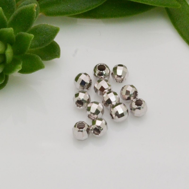 pallina in argento 925 sfaccettata 4 mm Perle distanziatori 20 pz  per le tue creazioni