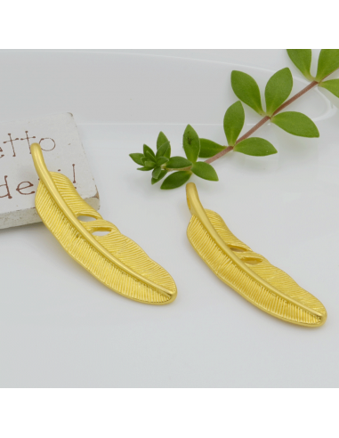 Ciondolo a forma di Piuma in Zama oro 12x53mm 1pz | GDO