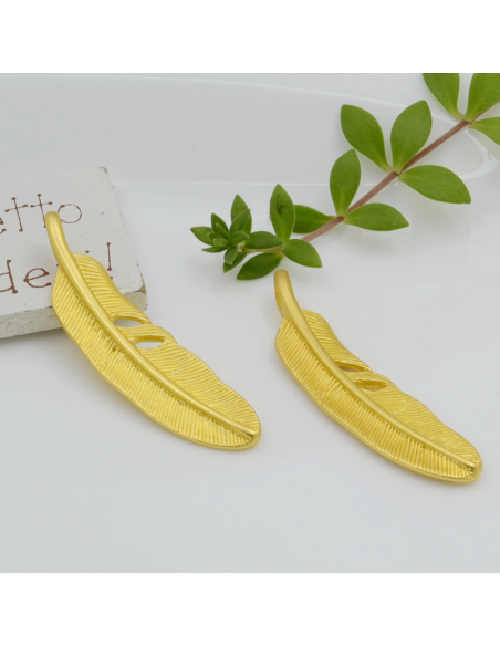 Ciondolo a forma di Piuma in Zama oro 12x53mm 1pz | GDO