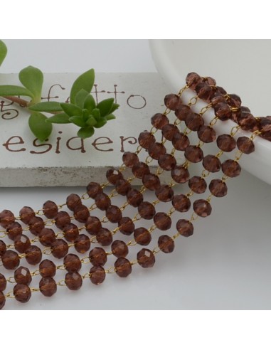 catena rosario con cristalli 2.5 x 3.5 mm 50 CM base oro in acciaio colore viola melanzana per le tue creazione !!!
