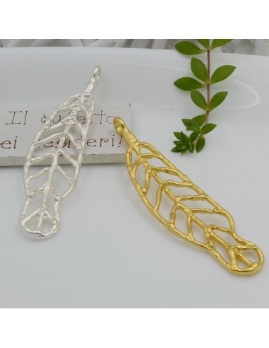 Ciondolo piuma vuota in zama 90 x 20 mm 1pz Gioie d'Oriente
