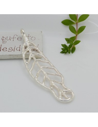 Ciondolo a forma di Piuma vuota in Zama argento 90x20mm 1pz | GDO
