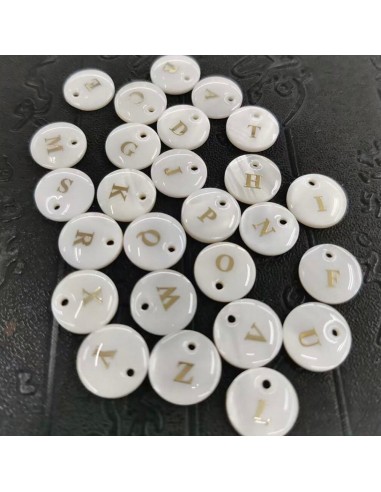 Ciondolo in Madreperla con Lettere dell'Alfabeto colore oro 12.50mm 1pz | GDO