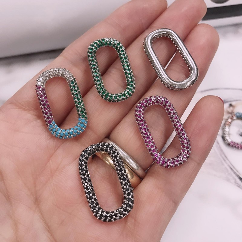 ciondoli forma rettangolo con zirconi 16 x 25 mm base argento varia colore per le tue creazione