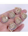 pendente Iniziale CON STRASS ZIRCONI 20 mm in rame PLACATO ORO 18k per fai da te
