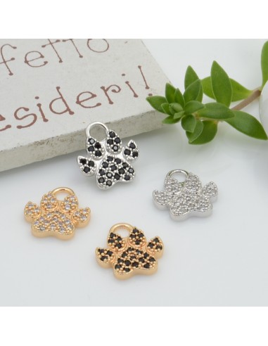 ciondoli a forma di impronta zampa con zirconi strass 11 x 12.4 mm in rame per le tue creazioni