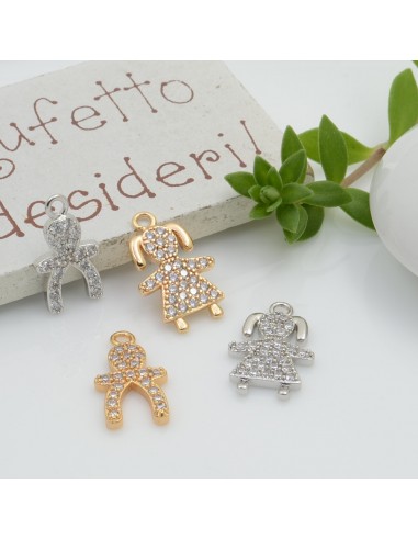 ciondoli a forma di bimbi con zirconi strass 16 x 10 mm in rame per le tue creazioni