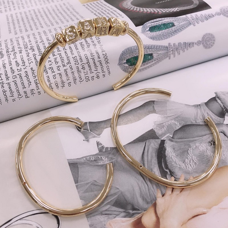 Bracciale rigido aperto filo rotonda 3.5 mm in ottone rodiato oro 18k  fai da te
