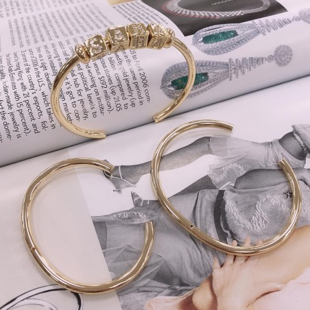 Bracciale rigido aperto filo rotonda 3.5 mm in ottone rodiato oro 18k  fai da te