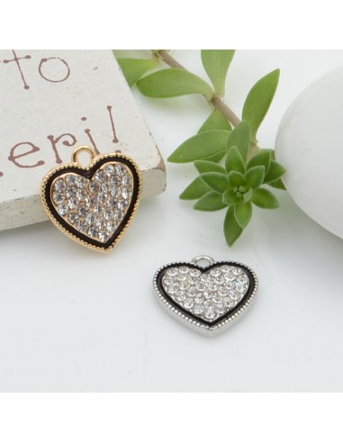 ciondoli a forma di cuore con zirconi strass 13 mm in rame per le tue creazioni