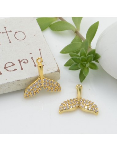 ciondoli a forma di coda di pesce con zirconi strass 13 mm in rame per le tue creazioni