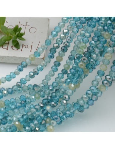 Filo cristallo Rondelle azzurro mix 2.5 x 3.5 mm briolette 125 a 145pz per le tue creazioni n 77