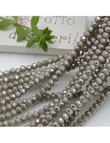 Filo cristallo Rondelle beige grigio 2.5 x 3.5 mm briolette 125 a 145pz per le tue creazioni n 74
