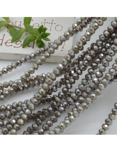 Filo cristallo Rondelle grigio cammello 2.5 x 3.5 mm briolette 125 a 145pz per le tue creazioni GDO