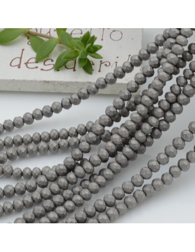 Filo cristallo Rondelle grigio opaco 2.5 x 3.5 mm briolette 125 a 145pz per le tue creazioni GDO