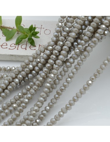 Filo cristallo Rondelle grigio chiaro 2.5 x 3.5 mm briolette 125 a 145pz per le tue creazioni GDO