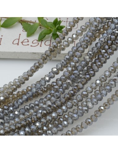 Filo cristallo Rondelle fumè chiaro 2.5 x 3.5 mm briolette 125 a 145pz per le tue creazioni GDO
