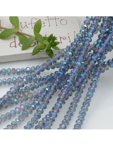 Filo cristallo Rondelle blu trasparente AB 2.5 x 3.5 mm briolette 125 a 145pz per le tue creazioni GDO