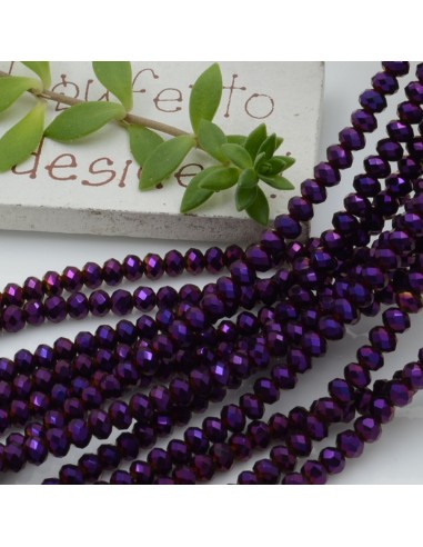 Filo cristallo Rondelle metallic 2.5 x 3.5 mm briolette 125 a 145pz per le tue creazioni n 38