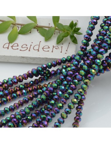 Filo cristallo Rondelle metallic 2.5 x 3.5 mm briolette 125 a 145pz per le tue creazioni GDO