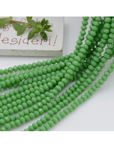 Filo cristallo Rondelle verde 2.5 x 3.5 mm briolette 125 a 145pz per le tue creazioni GDO