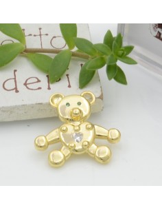 Ciondolo orsetto in ottone con zirconi strass 18x20mm 1pz Gioie d'Oriente 2